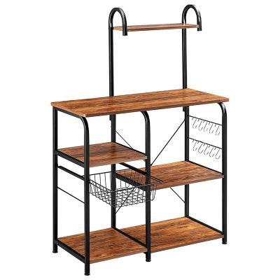 China PANEL Large Capacity Storage Rack Shelf 4 Tiers Wooden Kitchen Furniture Storage Racks Rack Shelf for Kitchen for sale