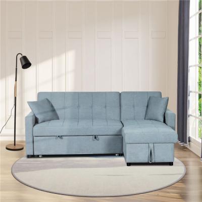 China (Others)Adjustable Modern Home Living Room Furniture L Shape Single Corner Sleeper Sofabed Folding Futon Sofa Bed With Arms for sale