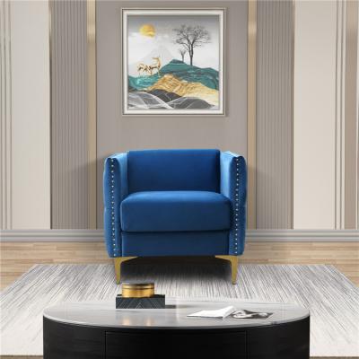 China Other Living Room Furniture Blue Velvet Long Couch Modern Sofa Set Luxury Velvet Chesterfield Sofas for sale