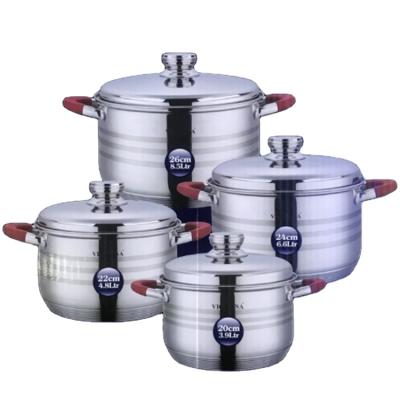 China Sustainable Soup Pot Stainless Steel 8pcs Suit 20-22-24-26cm for sale