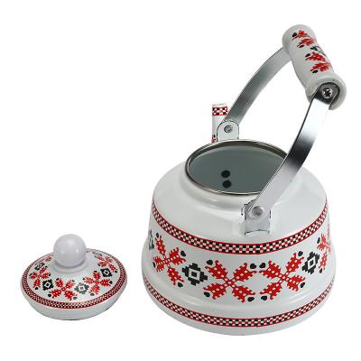 China Viable White Pottery Handle Antique Floral Coffee Bell CableTea Water Kettles for sale