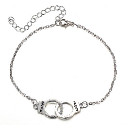 China CLASSIC CLASSIC Adjustable Handcuffs Style Alloy Silver Jewelry Foot Anklet Chain For Women And Men for sale