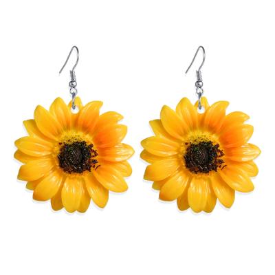 China 2020 summer fashion avant-garde sunflower women's large/sporty Korean casual/sporty earrings for sale