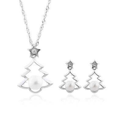 China New Arrive Sterling Silver Environmental Friendly Tree Shape Freshwater Pearl Jewelry Sets Jewelry Set For Women for sale