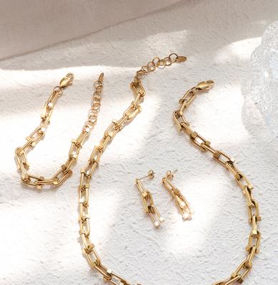 China Environmental Friendly Women Necklace & Earrings & Bracelets Gold Plated Jewelry Set 18k Gold Dubai Jewelry Sets for sale