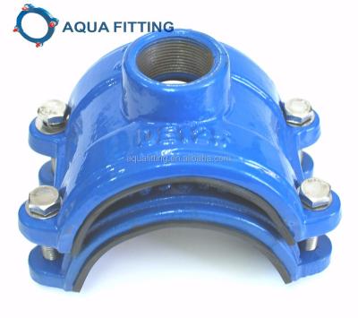 China Ductile Iron Tapping Saddle For PE/PVC Pipe 1/2