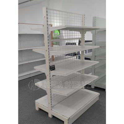 China Heda Customized Single Sided Shelves High Quality Double Side Mesh Backboard Shelving For Pharmacy And Grocery Store for sale