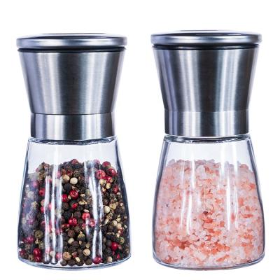 China 2021 Sustainable Dry Amazon Spice Grinder With Glass Flavoring Bottle And Stainless Steel Grinding Cap for sale