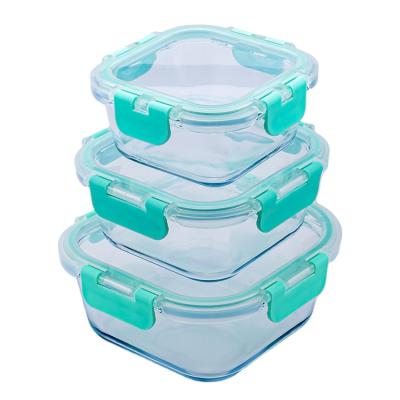 China Hot Sale Eco-friendly Stackable Glass Container For Food Easying Carrying Airtight Transparent Food Container for sale