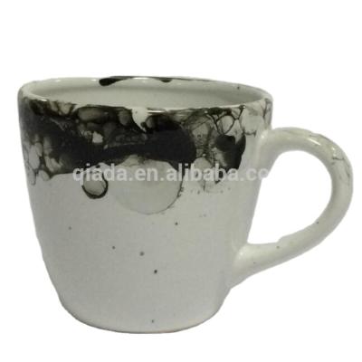 China Viable Black Floral Porcelain Hand Painted Ceramic Tea Coffee Mug With Handle for sale