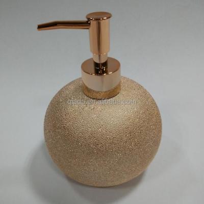 China Sustainable Ceramic Gold Plating Soap Dispenser With Plastic Pump Be Use For Bathroom for sale