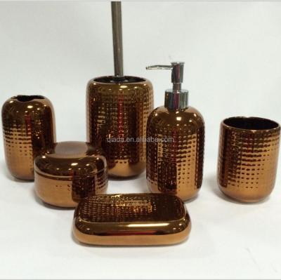 China Sustainable Chrome Gold Ceramic Bathroom Accessories Set 6pcs for sale