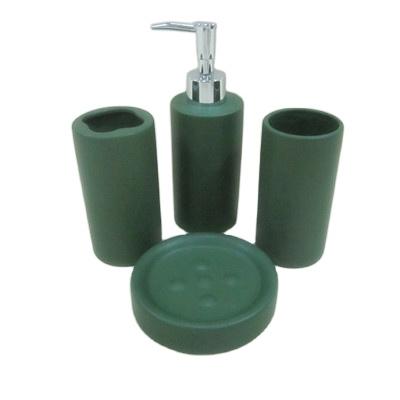 China Sustainable Cheap Bathroom Accessories Cylinder Green Ceramic Hotel Bathroom Set In Bathroom Sets 4PCS for sale