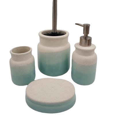 China Eco - Friendly On Glazed Ceramic Bathroom Accessories Set 4pcs For Toilet Home Hotel for sale