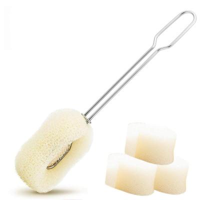 China Replaceable Sponge Head Stainless Steel Bottle Sponge Scrubber Cleaner Cleaning Brush for sale