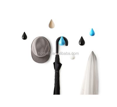 China 1Pcs Sustainable Modern Water Drop Hooks Wooden Wall Hangers Home Decor for sale