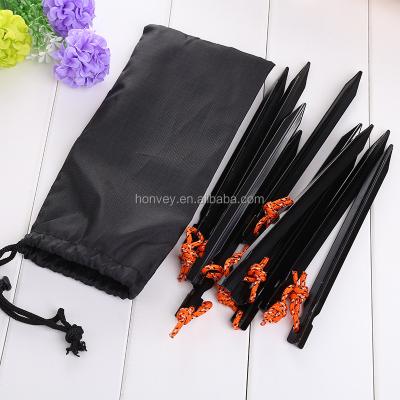 China Aluminum alloy outdoor camping tent peg with rope aluminum alloy travel kits beach tent pegs nail stake for sale