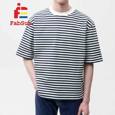 China 2022 Summer Breathable High Quality Shirts White With Black Striped T-shirt Custom Men's T-shirts Blank Striped T-shirt Wholesale for sale