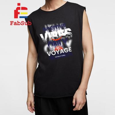 China Simple Breathable 100% Cotton T-shirt USA Rank Tank Top Logo Custom White Sleeveless Printed T Shirt For Men for sale