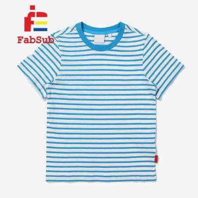 China OEM Soft Custom Low MOQ Men's Casual Style Stripe Design Fabric Boy's T-shirts Breathable 100% Cotton Summer Shirt Men's T-shirts for sale