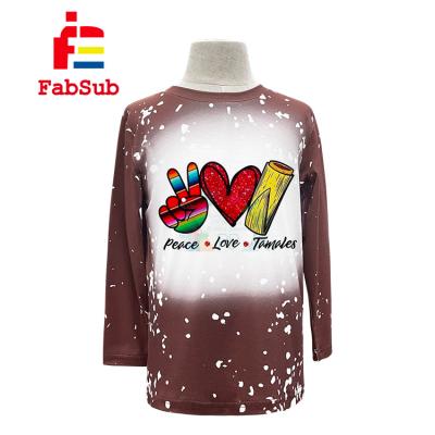 China Mens Womens Kids Breathable Unisex Long Sleeve Shirts Blank Printable Fake Bleached T-shirts Sublimation Long Sleeve Shirts for sale