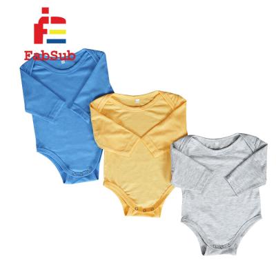 China 190gsm Polyester Fast Delivery Plain Onesie Baby Clothes Cotton Feel Polyester Long Sleeve Baby Onesie Sublimation Kids Shirts for sale