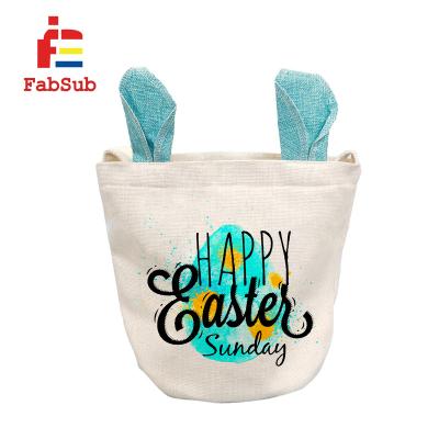 China Easter Bunny Basket With Rabbit Ear Sublimation Canvas Bags Easter Gift Basket Bag Bunny Bag Fabsub Wholesale Sublimation Festival for sale