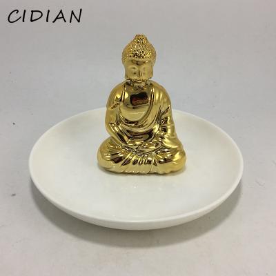 China HOLD CAKE CAKE Gold Buddha Ceramic Jewelry Ring Tray Dish for sale