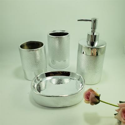 China Sustainable Ceramic Silver Bath Accessories Bathroom Set for sale