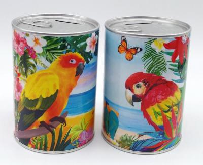 China TAKE CAKE Paper Tube Tin Money Box With Die Cut Coin Slot for sale