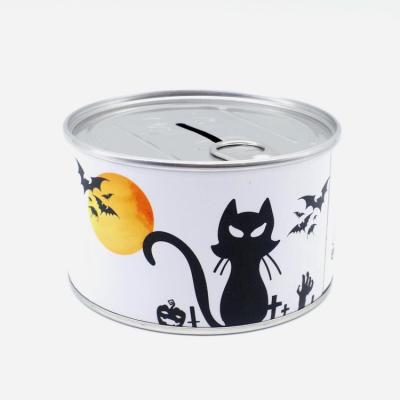 China Decoration Cat Design Tin Box Piggy Bank Pull Ring Money Coin Bank for sale