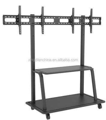 China Heavy Duty Cold Sheets Floor TV Stand Mobile TV Cart For Double Screens for sale