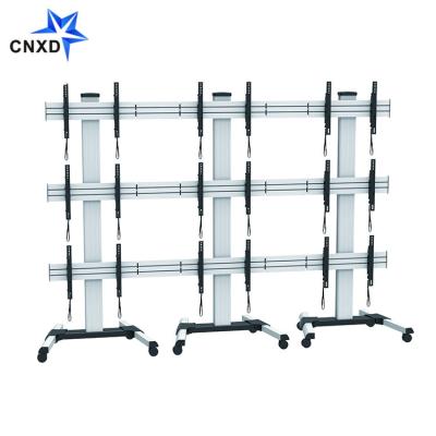 China Movable Adjustable TV Stand Television Display LCD TV Monitor Stand Trolley With Wheel for sale