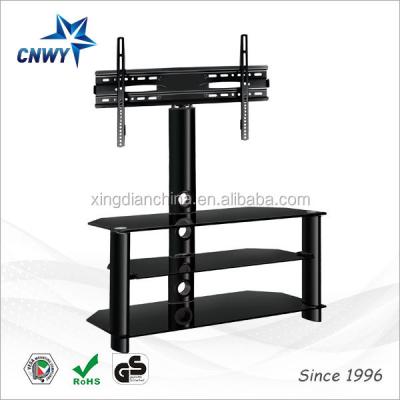 China Glass Metal Glass Shelf TV Stand 3-Shelf TV Stand / TV Stand With Swivel Bracket / TV Table For UK USA Market for sale