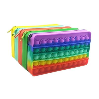 China Schools & Offices Silicone Busty Push Bubble Toy Pencil Bag Relax Student Kit Noise School Pencil Case for sale