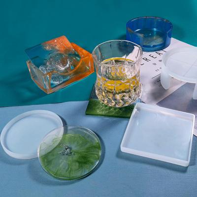 China Viable resin coaster mold for cup pads silicone coaster mold for diy coaster for sale