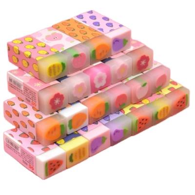 China Wholesale Cherry Blossom Eraser Pencil Eraser Candy Color Cartoon Eraser Promotional Set For Kids for sale