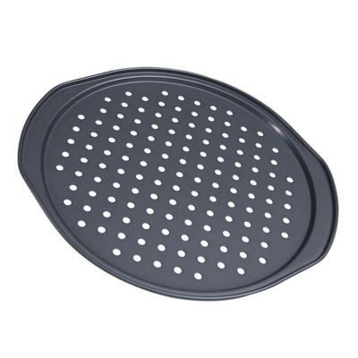 China Amazon Product Tools Household Stored Baking Pizza Tray Demold Carbon Steel Non-Stick Perforated Thickened Easy Tray for sale