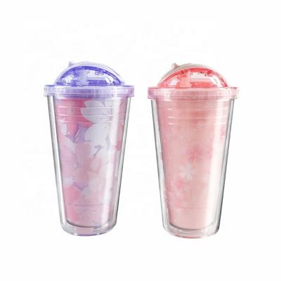 China Hot-selling Straw Hand Cup Women Creative New Wholesale Contemporary Double Ice Plastic Water Cup Plastic Cup for sale