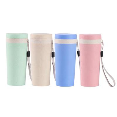 China Low Price 350ml Sustainable Sustainable Double-Layer Creative Wheat Straw Promotional Water Cup for sale