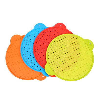 China 2021 Sustainable New Idea Design Kids Foods Eating Dinner Mats 200g Thicken Round Shape Food Grade Silicone Place Mat for sale