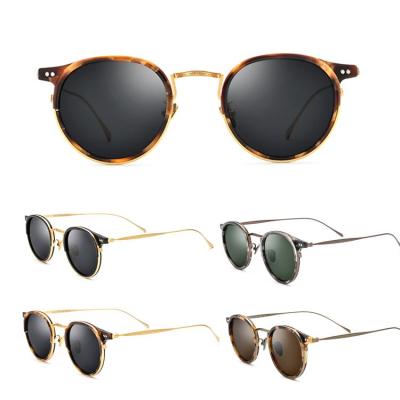 China Fashion Sunglasses 2021 Vintage Polarized Titanium Women Classic Acetate Sunglasses Men Round Sun Glasses 100% UV400 1850 for sale