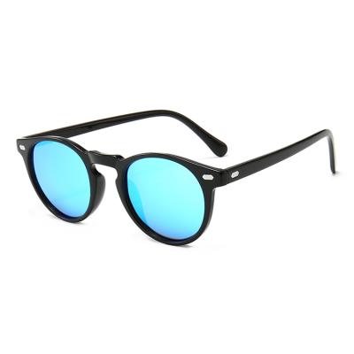 China Round Unisex Blue Polarized Tac Tr 90 Frame Sun Glasses 2021 River Round Retro Sunglass Mens Fashion Sunglasses for sale