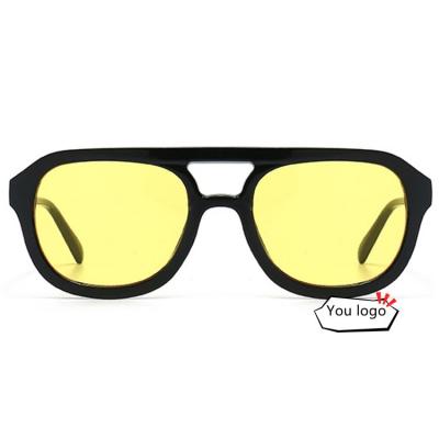 China Custom Polarized Mens Premium Yellow Lens Fashion Sunglasses Manufacturer Protective Teenagers Double Bridge Sun Glasses for sale