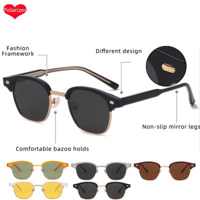 China Fashion Sunglasses TAC Top Notch Metal Polarized Sunglasses Original Club Half Band Ray Main Sunglasses With Logo Men River for sale