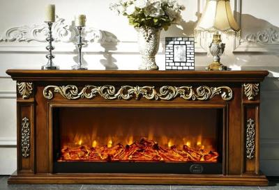 China Brown Painted TV Stand Electric Fireplace For Villa Hotel Restaurant for sale