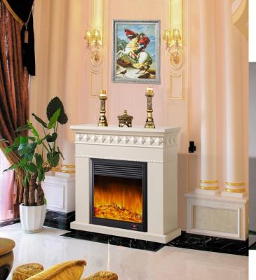 China Luxury Free Standing Modern Electric Fireplace , Solid Wood / Resin / HDF Artificial Fireplaces for sale