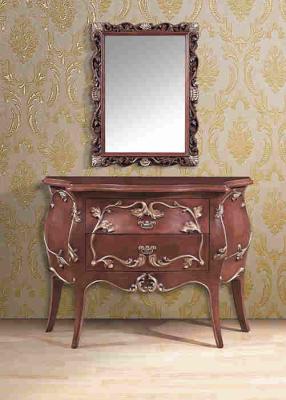 China Elegant Artificial Antique Furniture Brown Console Table With Square Mirror for sale