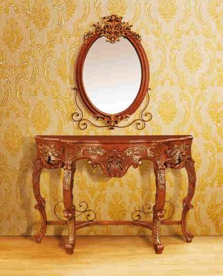 China Makeup Dresser Console Table With Wall Mirror Brown Painted European-style for sale