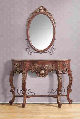 China Vintage Brown 1.2 Meter Console Table With Mirror Wood Home Furniture for sale